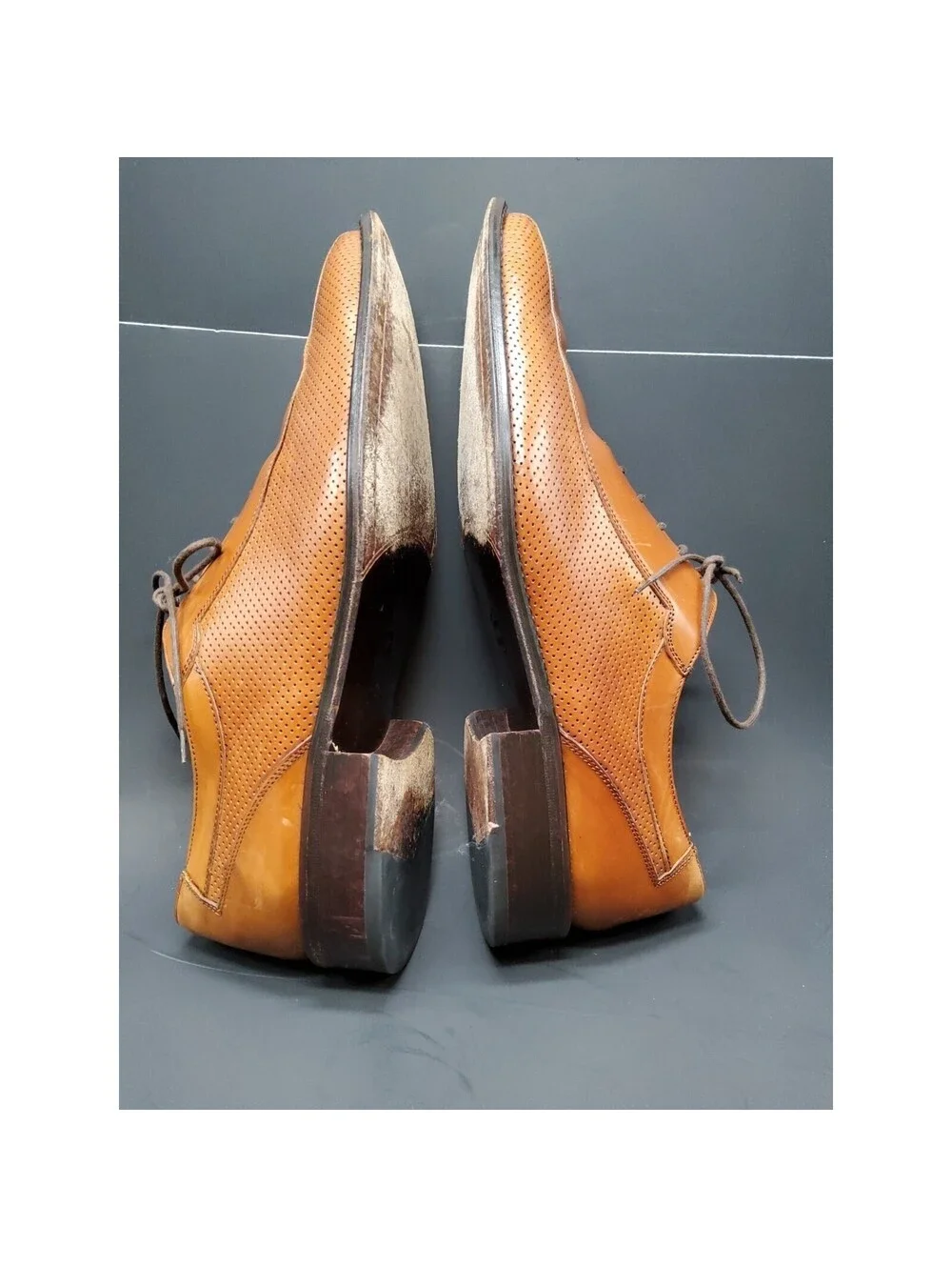 Pertini Leather Dress Shoes Square Toe Lace Up Brown 16686 Spain Men's Sz US 10